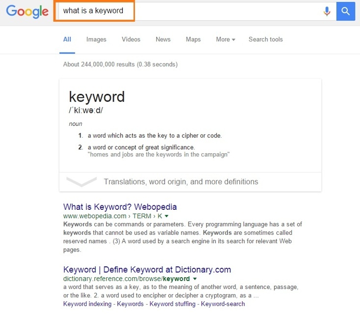 What is a keyword?
